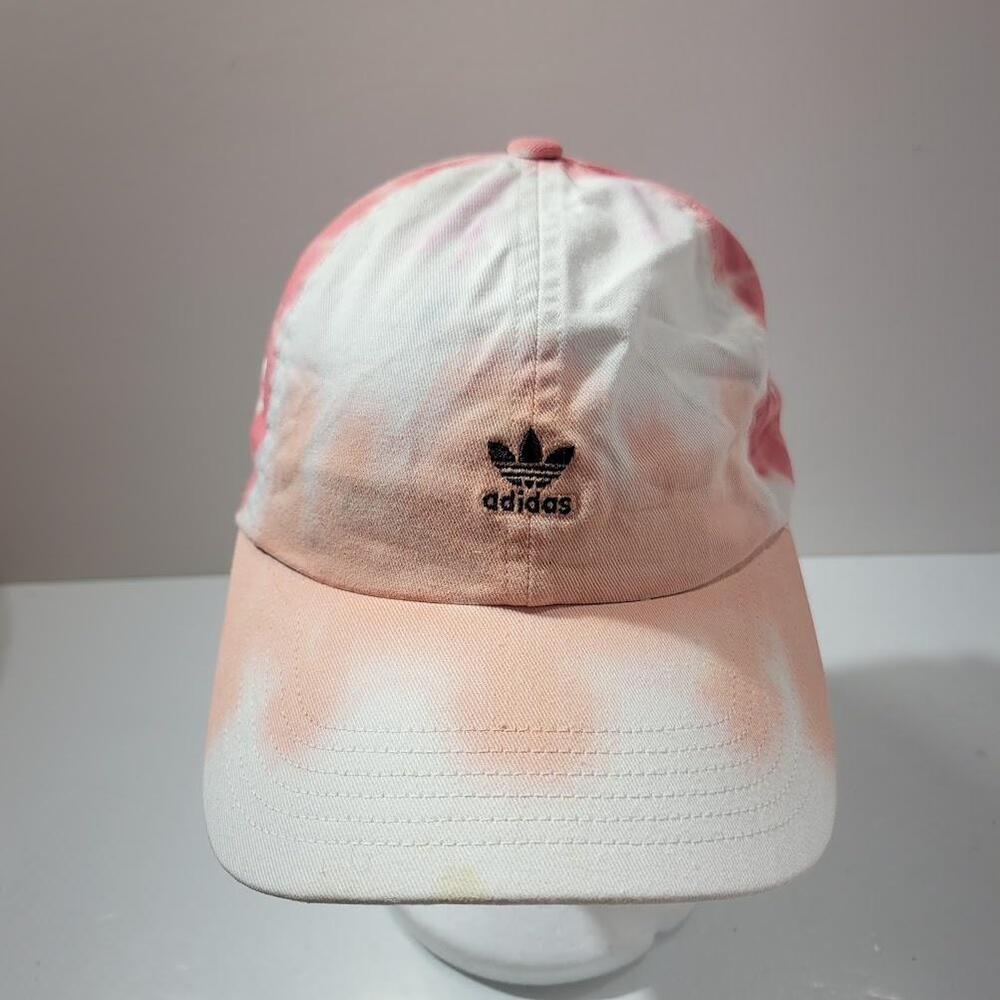 Adidas Hat Cap Strap Back Pink White Tie Dye Embroidered Trefoil Womens One Size